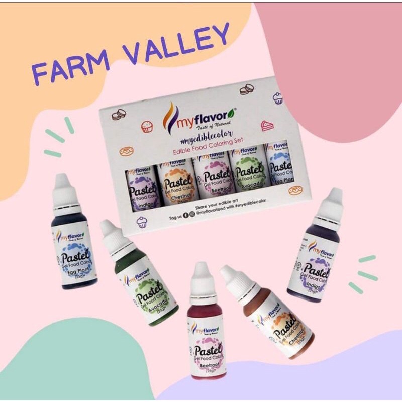 

my flavor pastel FARM VALLEY gel halal food colloring, pewarna makanan halal