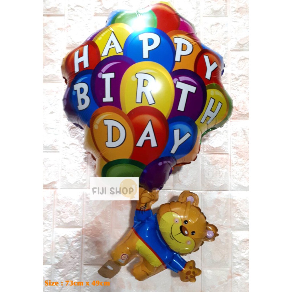 Balon Foil HBD Bear Balloon / Balon Beruang