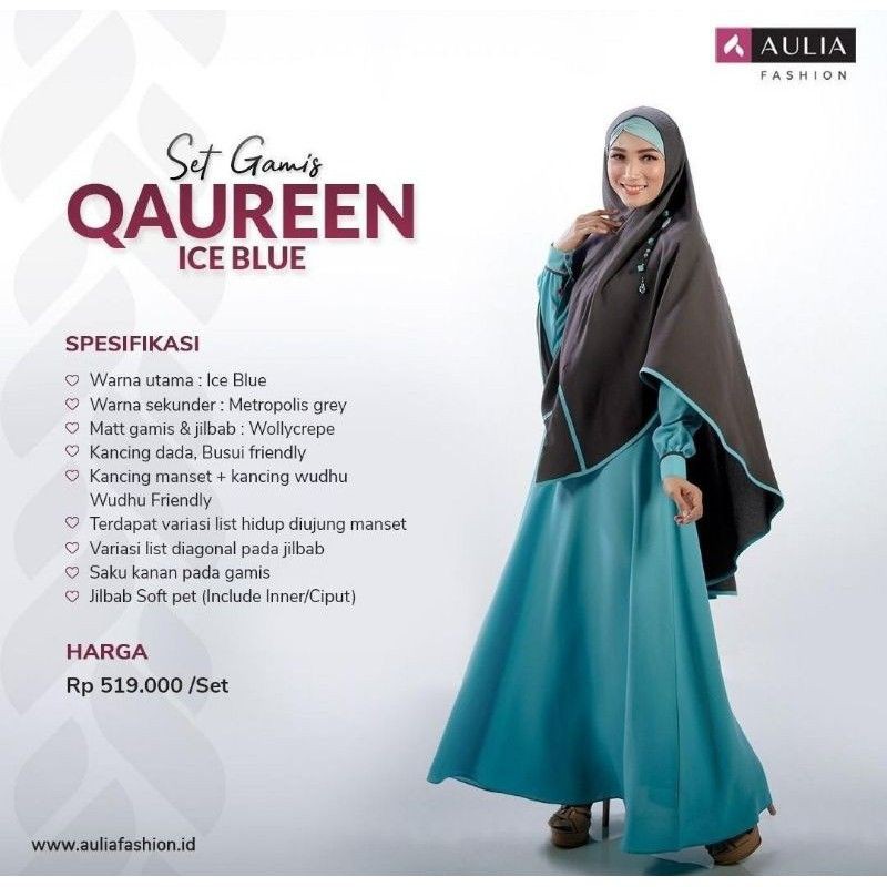 SET GAMIS QAUREEN ICE BLUE