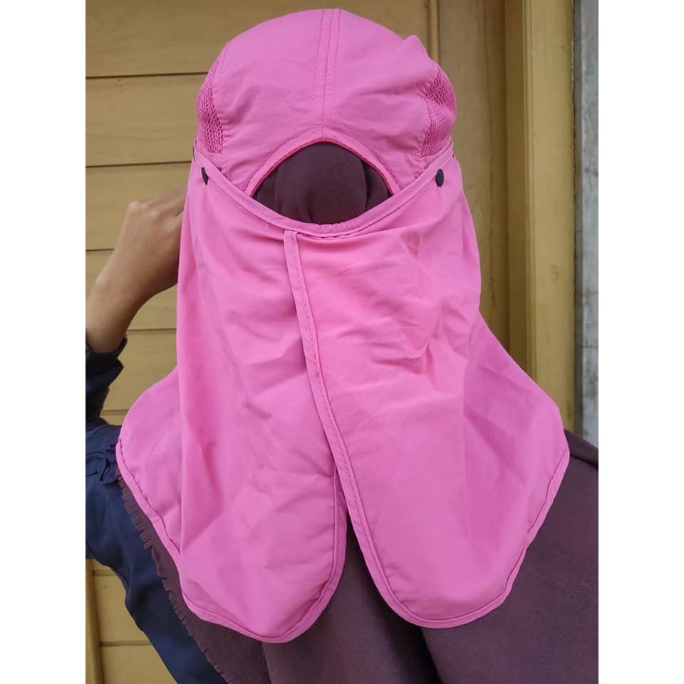 Topi Masker Cewek Warna Pink / Topi Masker jack wolfskin