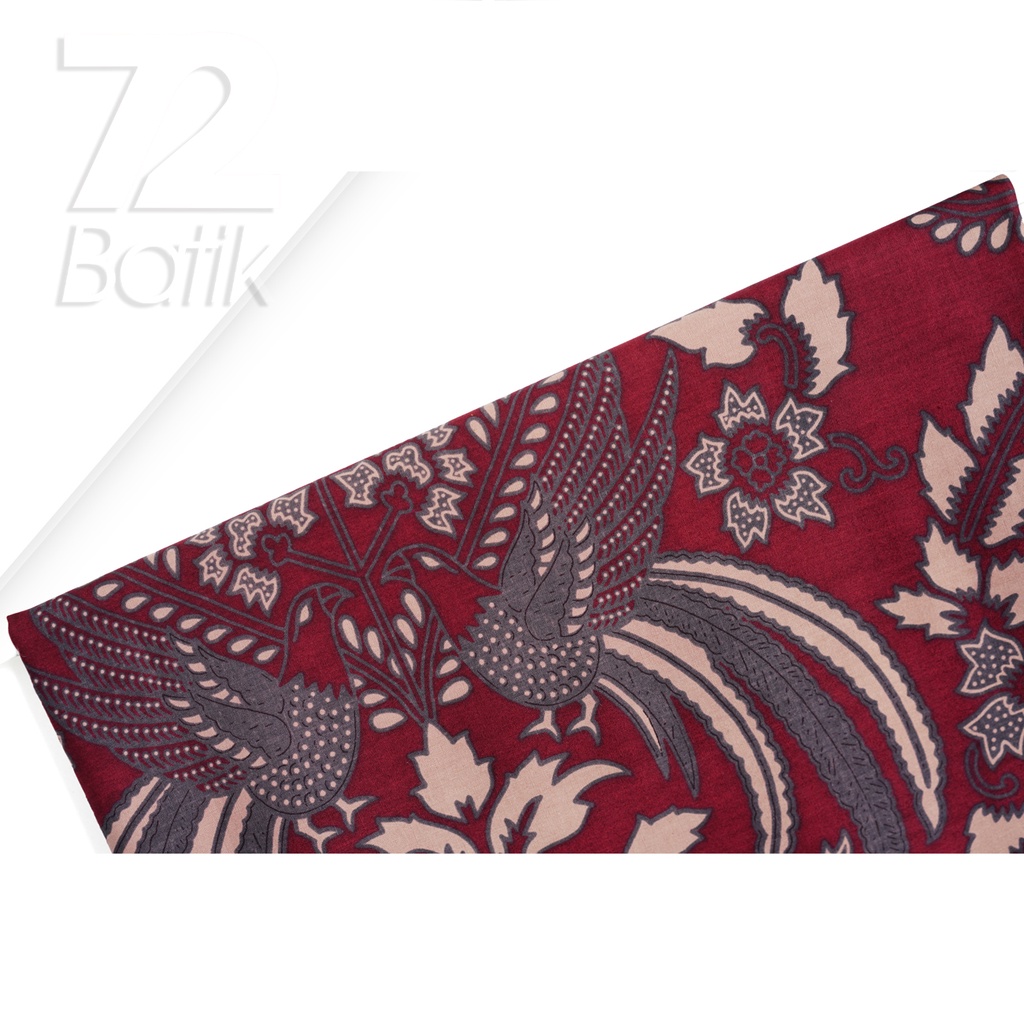 BAHAN BATIK PREMIUM Katun Motif Burung Cokrominoto Warna Merah 722159 Cap 72 Jarik Jarit Samping Kebat Panjang Batik Katun Modern Premium Bahan Seragam Batik Pernikahan Kantor Keluarga Murah Kamen Jadi Batik Bali Lembaran