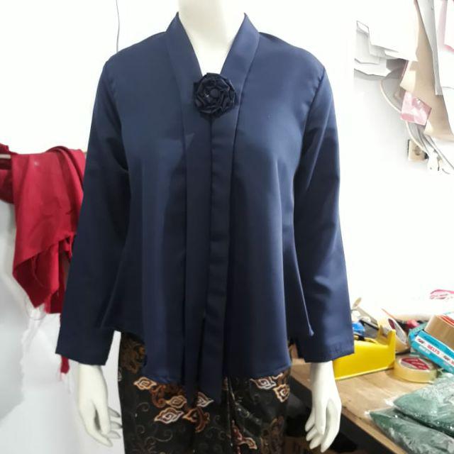 (P92/100) Kebaya floy TANGAN PANJANG kutubaru std-jumbo busui kartini KeroncongBusana (PJG)-Navy