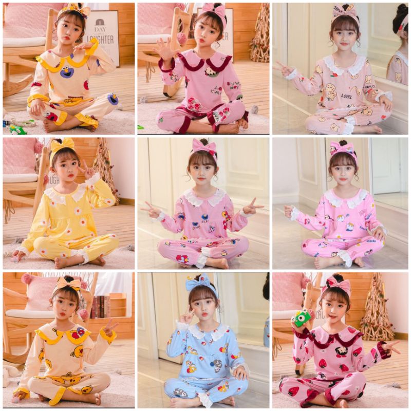 Baju tidur pp/cp anak perempuan import murah pakaian rumah import  2-13thn C15-A8