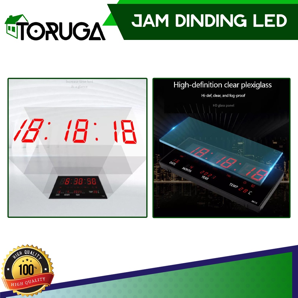 Jam Dinding Digital LED Meja Clock 3615 Merah Hijau - Fitur Kalender