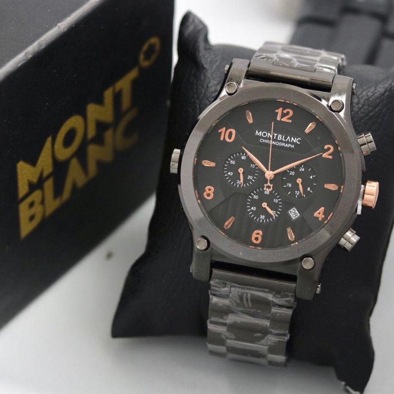(COD) JAM TANGAN MONTBLANC RANTAI CHRONO TANGGAL AKTIF DIAMETER 4.7 CM # JAM TANGAN PRIA MURAH