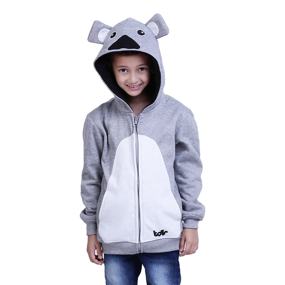 Jaket Anak Laki Laki Lucu Tudung Anak Abu Animal Koala Imut HRT-092 murah