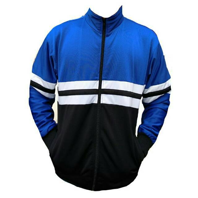 Jaket tracktop cassual biru/hitam