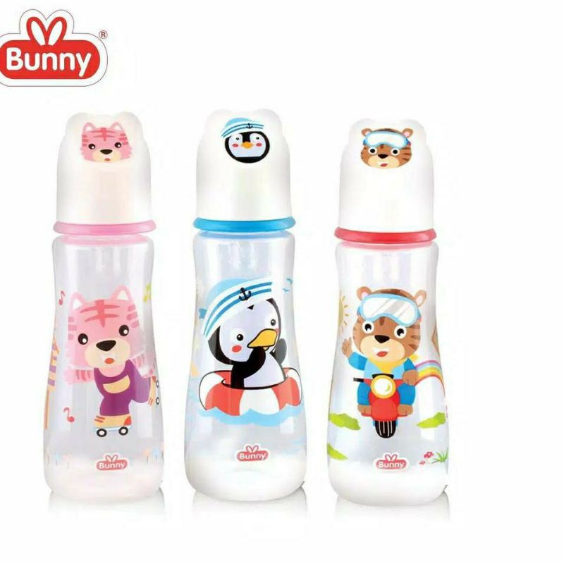 Botol Susu Elastis Lusty Bunny 60ml,120,250  karet dot Bulat &amp;Gepeng BPA free  desain animal lucu