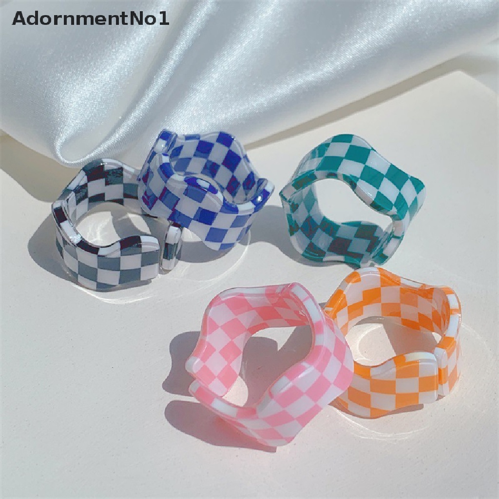 (AdornmentNo1) Cincin Terbuka Motif Geometri Aksen Rantai + Hollow Bahan Resin Akrilik Untuk Perhiasan Wanita