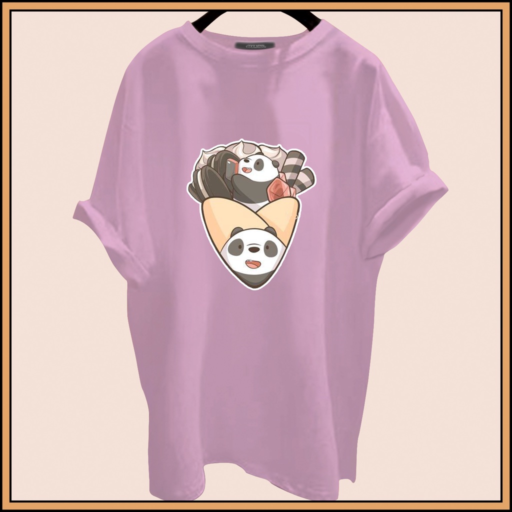 CALVIERO SHOP - BAJU KAOS ATASAN WANITA BEAR PANDA WAFFLE PRINT