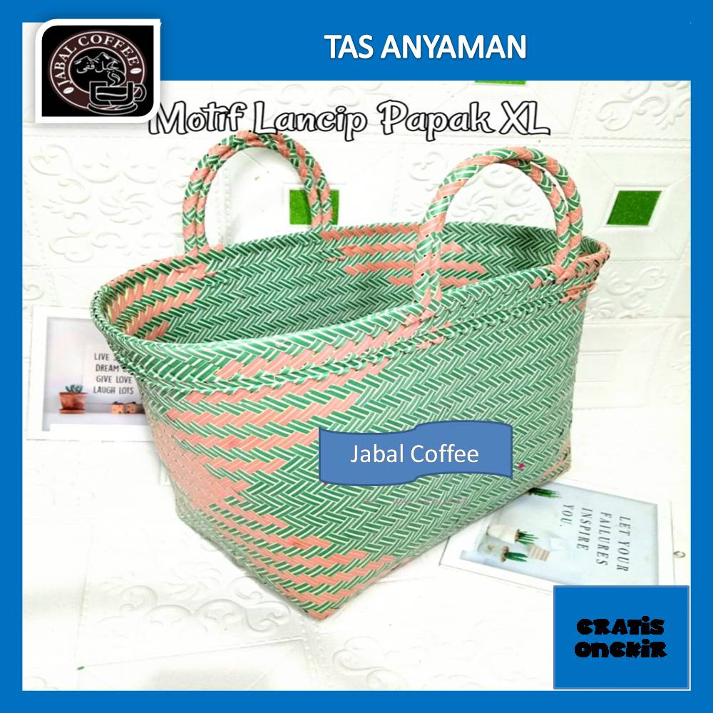 Tas Anyaman Plastik Lancip Papak Ukuran Jumbo XL / Tas Belanja Pasar / Tas Parcel Hajatan Besar 04