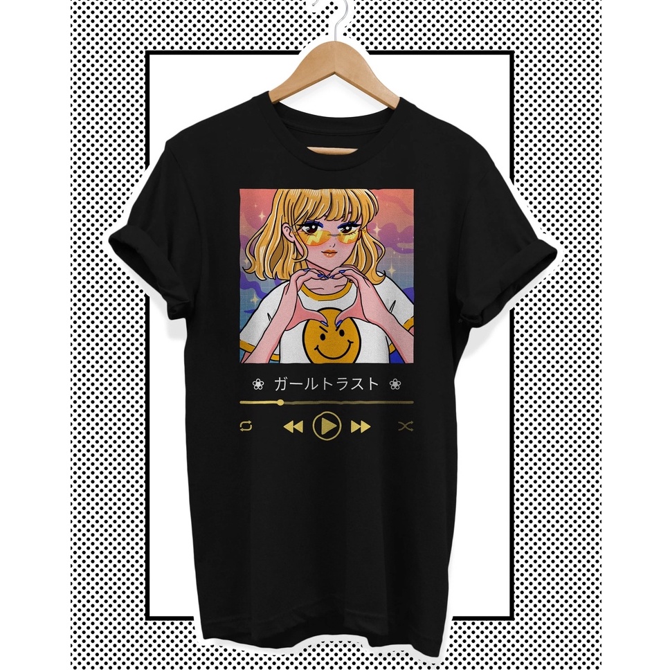 Tshirt Girl Kawaii Music Black Premium Unisex