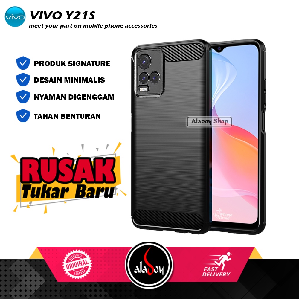 Case VIVO Y21 / Y21S / Y33S Armor Slim Carbon Premium Soft Case Casing