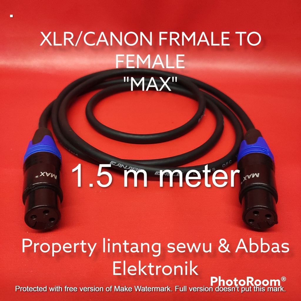 KABEL JEK XLR CANON FEMALE MAX TO FEMALE MAX 1.5 METER