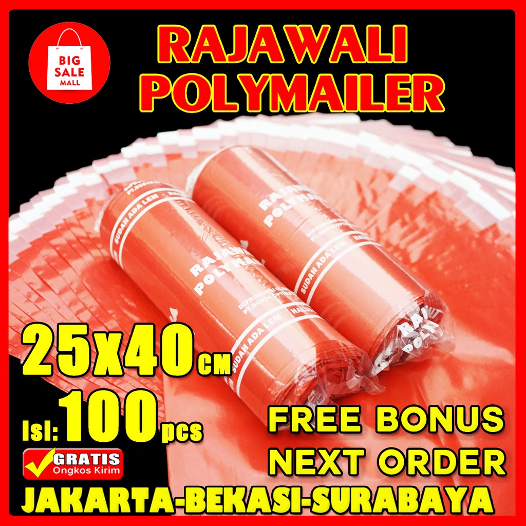 Plastik Polymailer Warna 25x40cm Isi 100pcs Rajawali Permium /Pinus Ekonomi Plastik Packing Online Shop Perekat lem Kuat