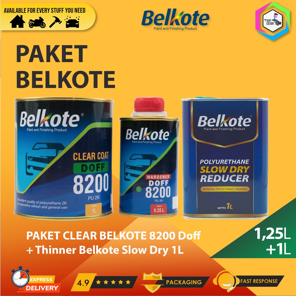 PAKET CLEAR BELKOTE 8200 Doff 1,25L + Thinner Belkote Slow Dry