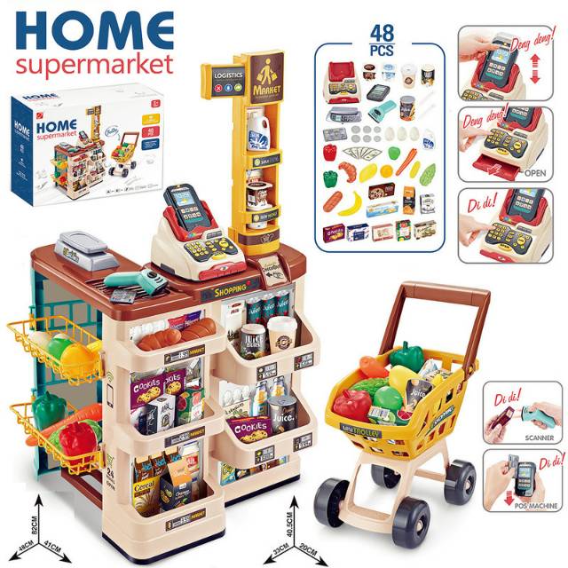 Tma / Mainan Anak home supermarket set trolley belanja atau mainan jual dan belanja di supermarket