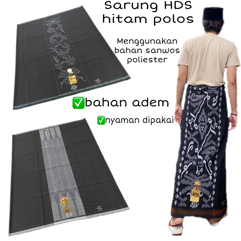 PRomo sarung HDS hitam polos sarung santri sarung rabbani sarung sholat sarung tenun sarung murah sa