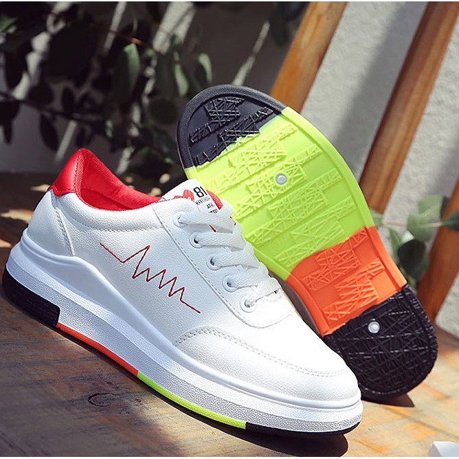 Sepatu Olahraga Putih Import Wanita Sneakers Cewek bertapak rainbow Sepatu Tali Perempuan SP-057