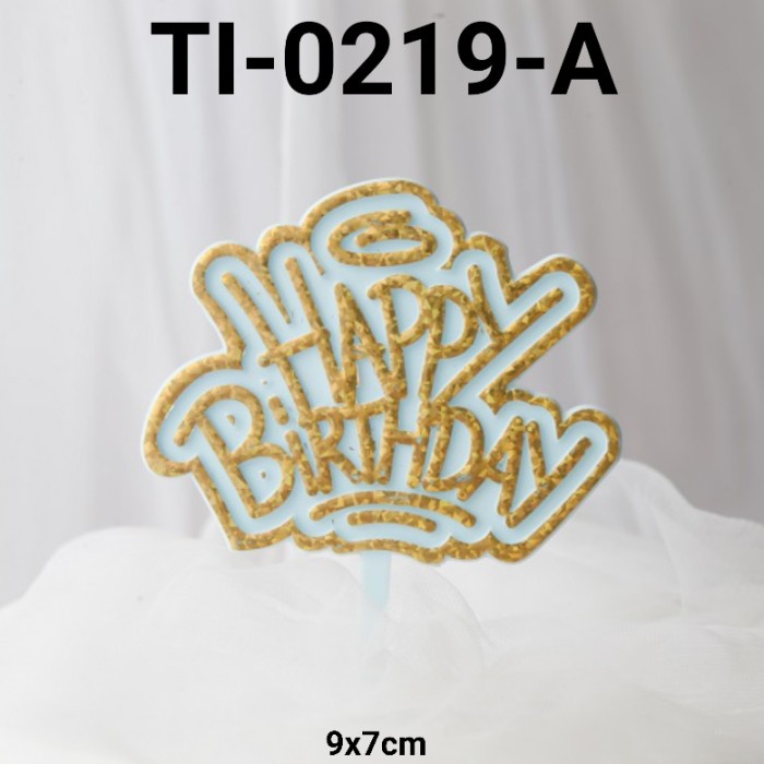 

GR-TI-0219 CAKE TOPPER TULISAN KUE TART HAPPY BIRTHDAY BACKGROUND BIRU BERKUALITAS