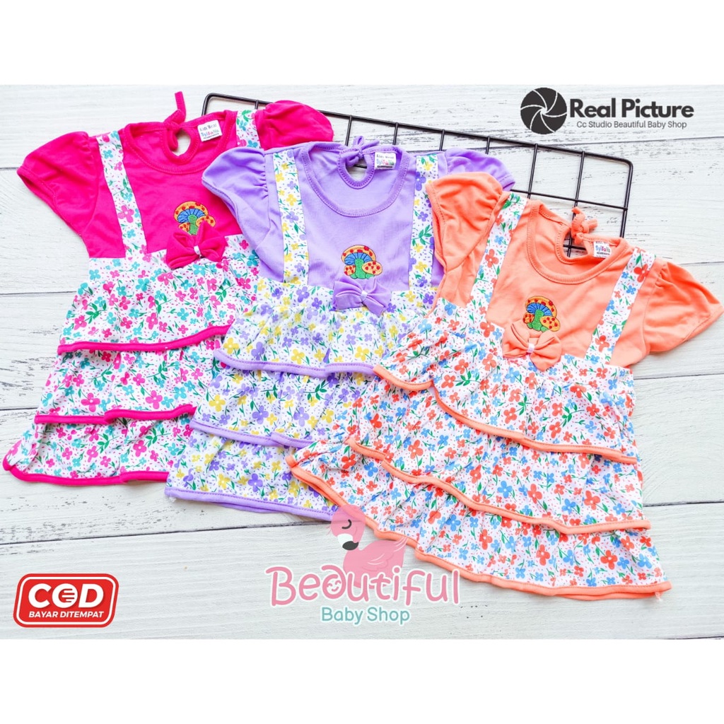 Dress Bayi Perempuan Motif Bunga Jamur Bunga / Rok Baju Bayi Perempuan  Merk Syifana / Baby.ou