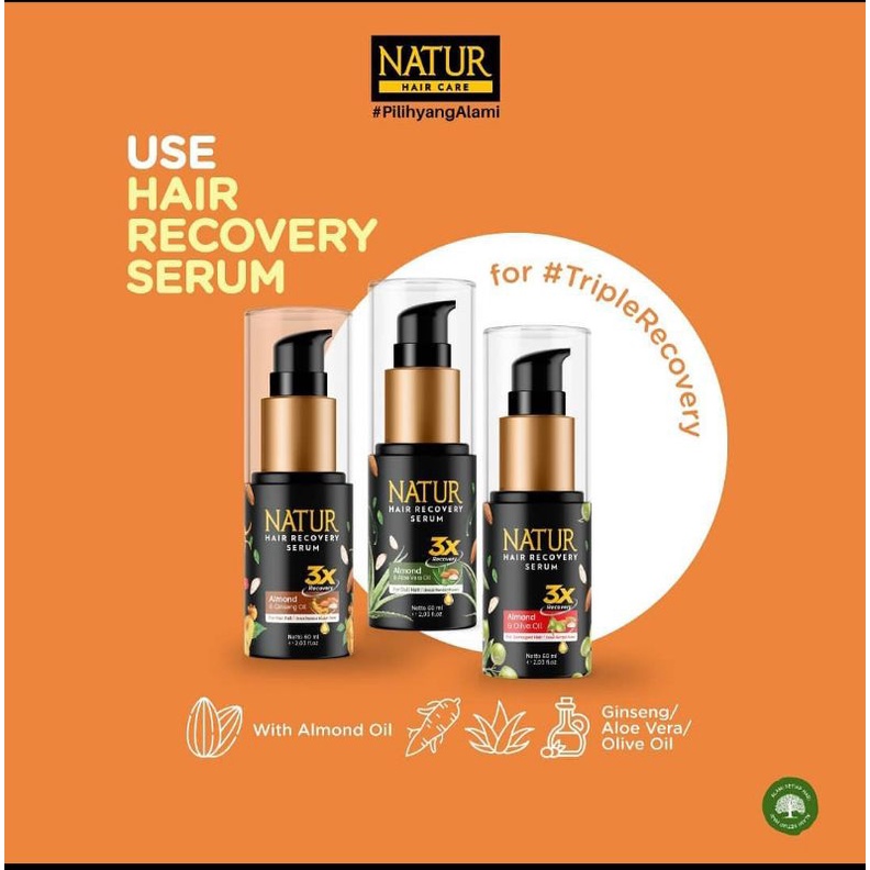 Natur Hair Recovery Serum 60M / Hair Serum / Serum Rambut Natur