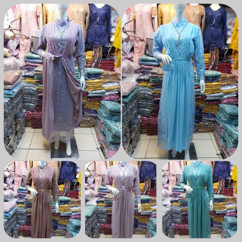 promo!gamis modern brokat tulle/kebaya muslim/gamis lebaran/gamis pesta/gamis terlaris