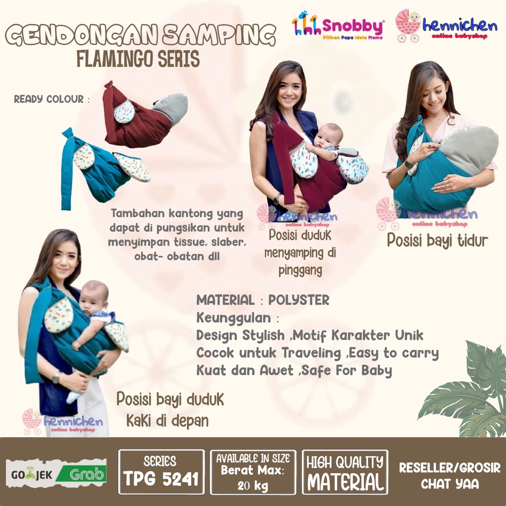 NEW ARRIVAL Snobby TPG 5241 Gendongan Samping Bayi Flamingo Series / TPG 3041 TPG 3042