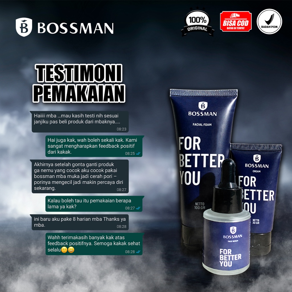 BOSSMAN Skincare Pria Paket Perawatan Wajah Original