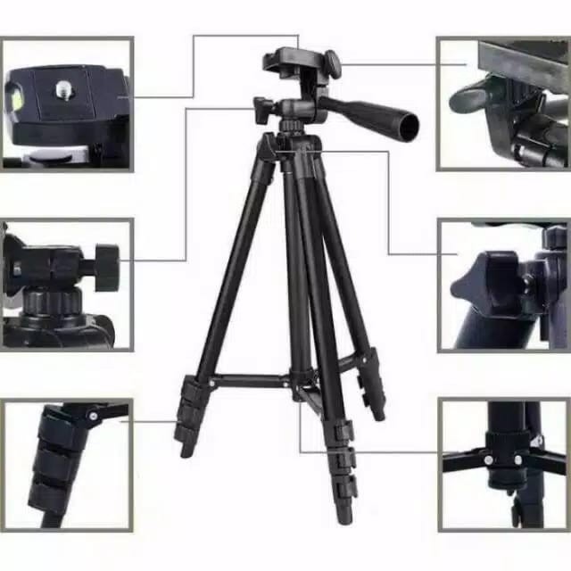 &lt;^ SJA ^&gt; Tripod 1meter 3120 black / hitam free holder U