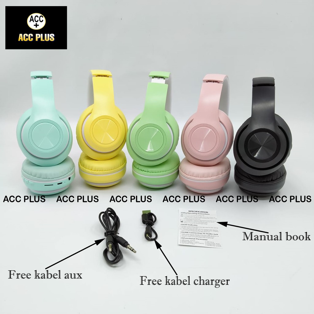 HEADPHONE BANDO MACARON WIRELESS BLUETOOTH EXTRA BASS P33