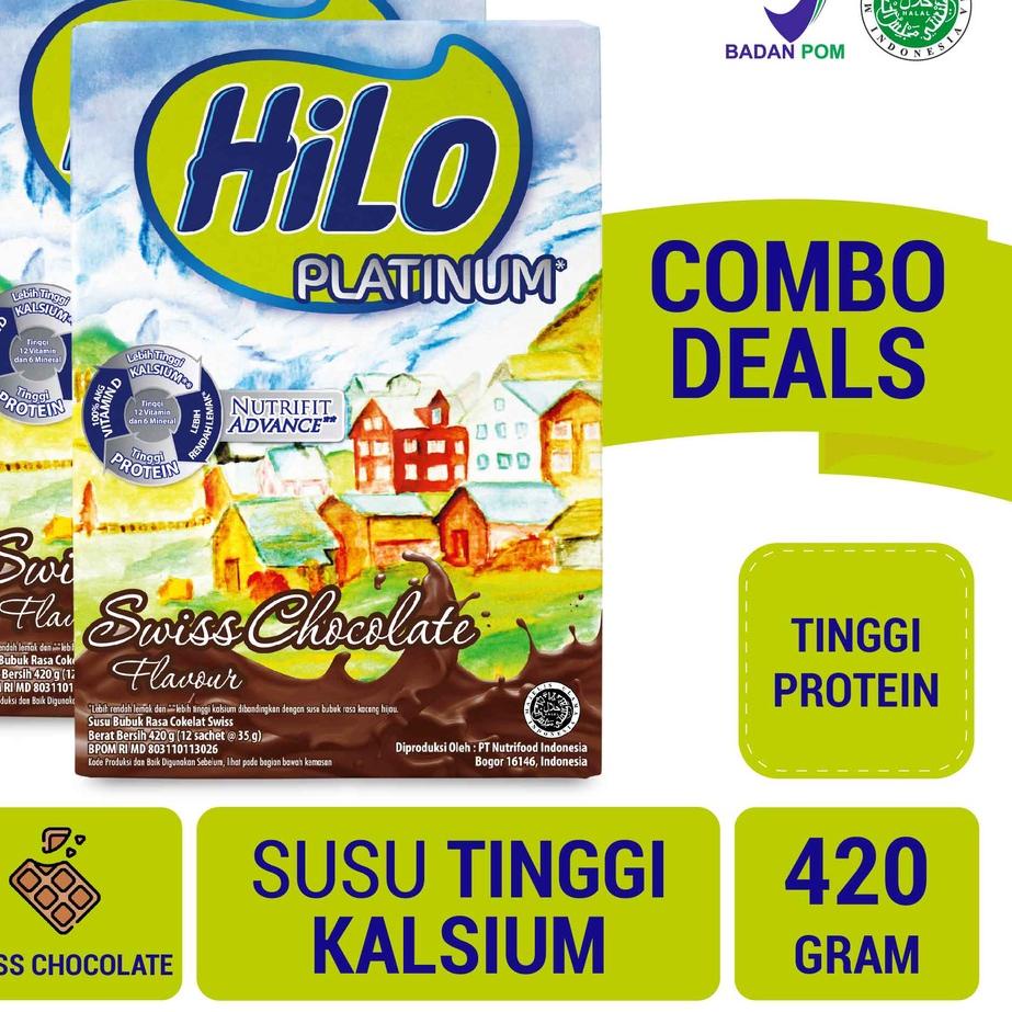 

CSs9S3e--Twin Pack - HiLo Platinum Swiss Chocolate 420 gram - Susu Tinggi Kalsium