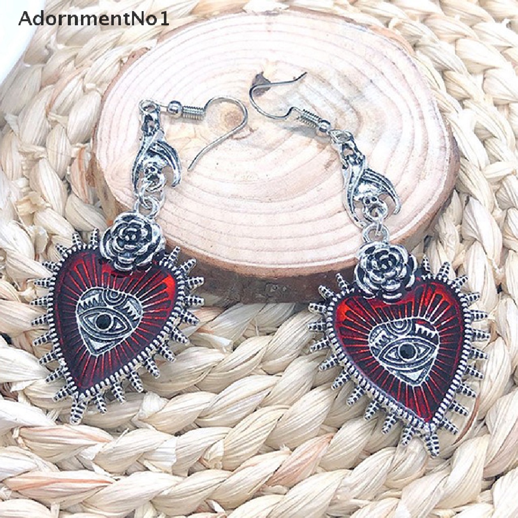 (AdornmentNo1) Anting Tusuk Gantung Desain Kelelawar / Mawar / Hati Gaya Gothic Untuk Wanita