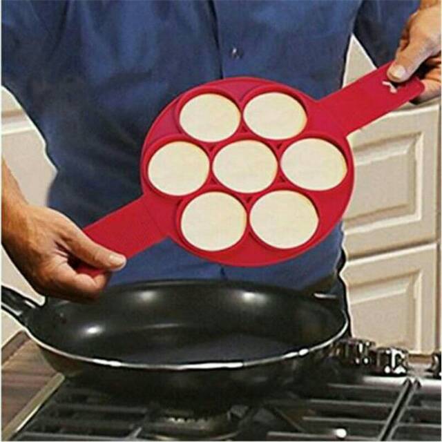 Pancake maker silikon cetakan pancake 7 lubang alas adonan spuit mawar spuit 1M cutter fondant