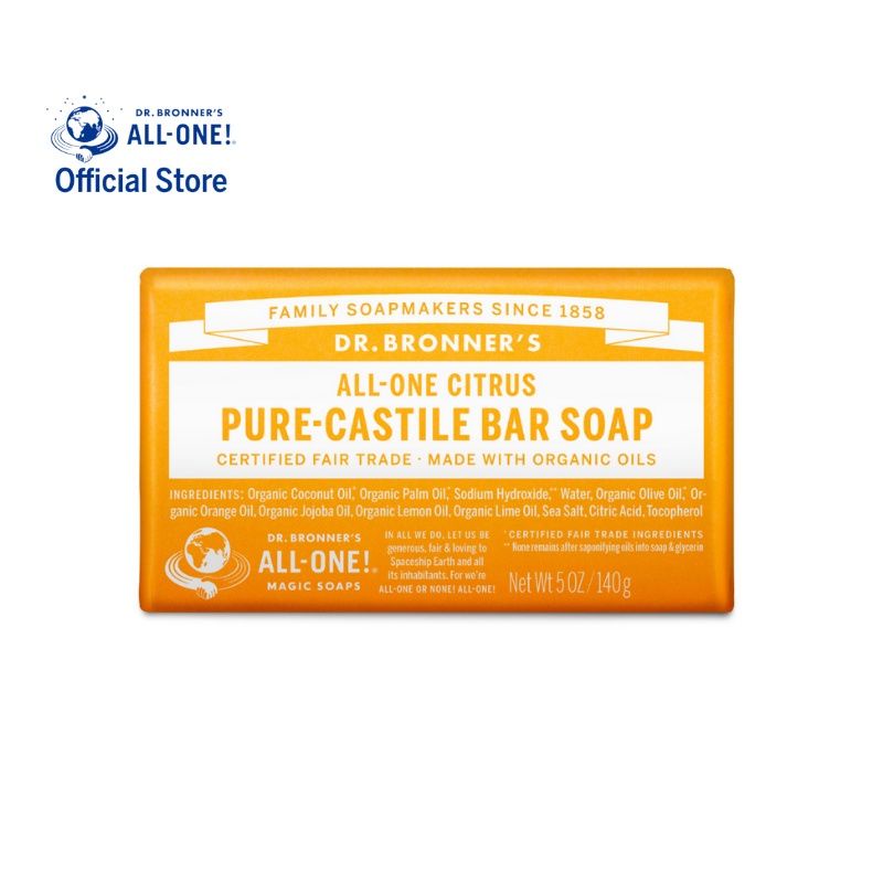 Jual Dr Bronners Pure Castile Bar Soap Citrus 140g | Shopee Indonesia