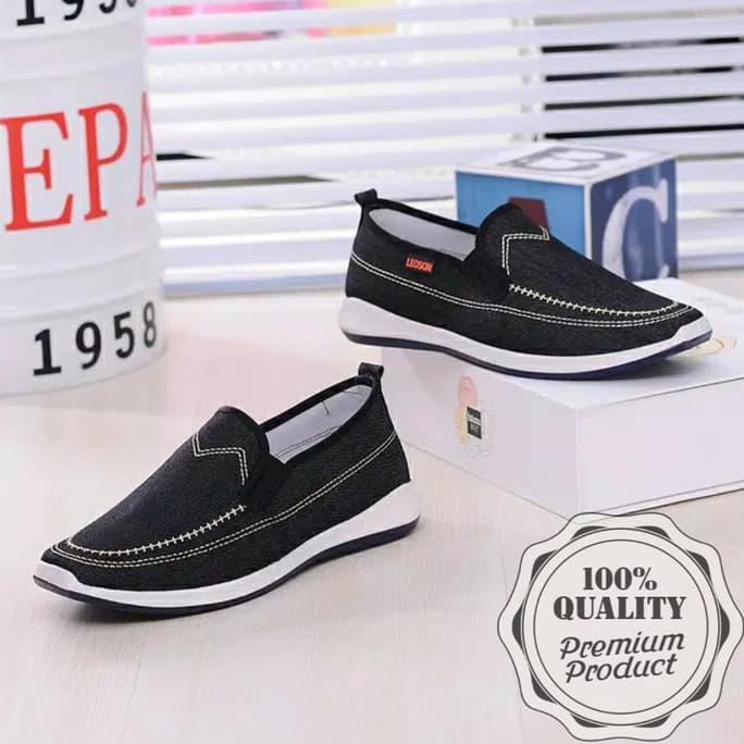Sepatu Casual - Sepatu Kuliah - Sepatu Denim - Sepatu Pria - Hitam