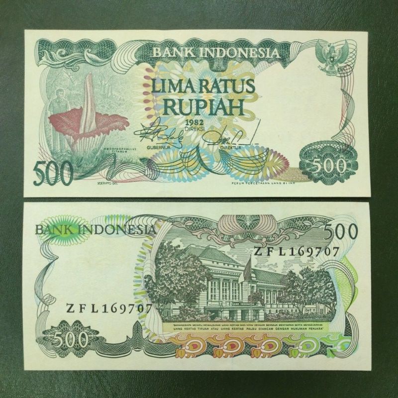 INDONESIA KUNO SERI BUNGA BANGKAI 500 RUPIAH TAHUN 1982