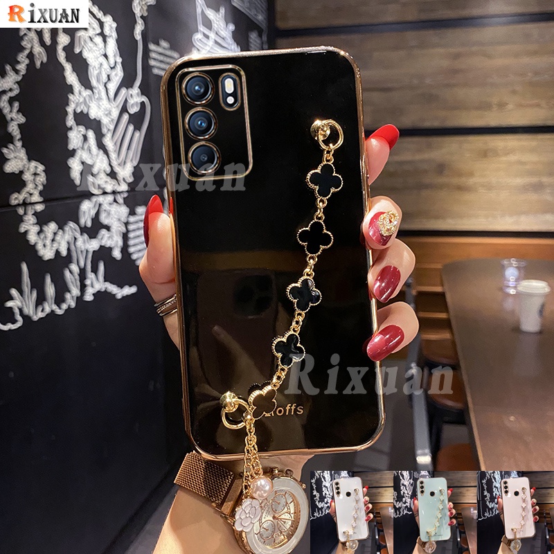 Casing Silikon OPPO A95 A15S A12E A54 A16 A15 A74 A94 A53 A3S A5S A7 A12 A52 A92 A55 Reno 5F 4F Motif Daun Clover