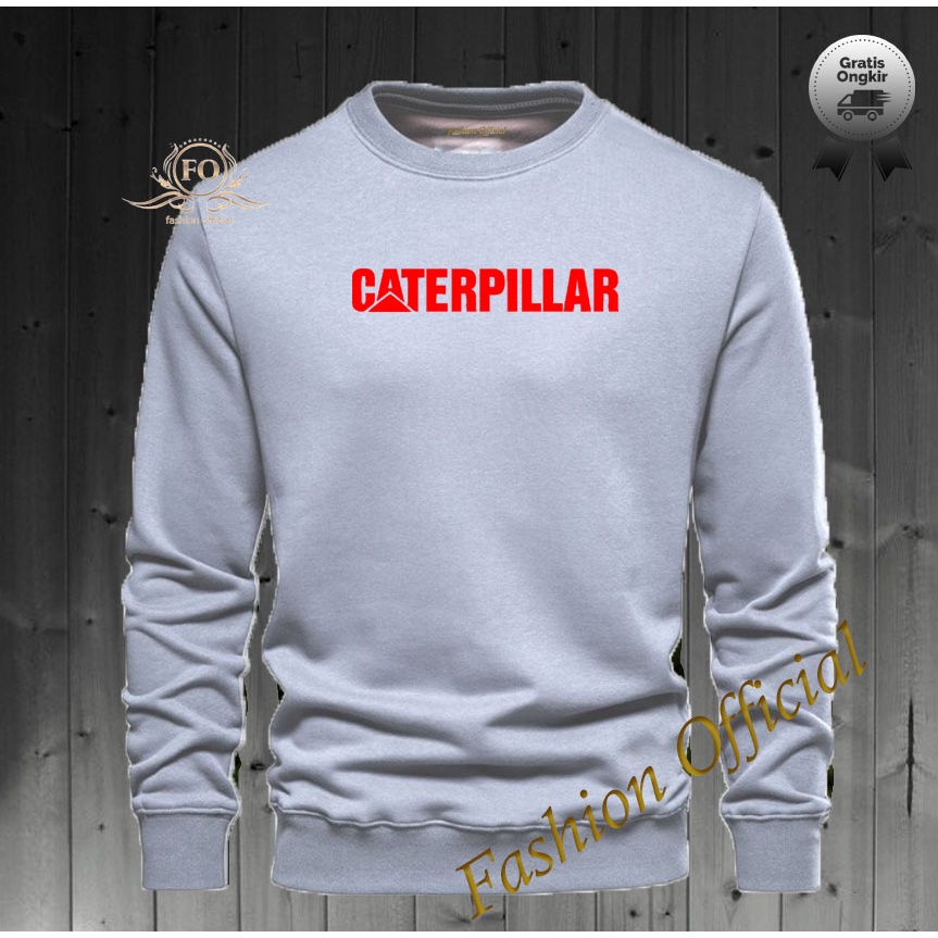 Baju Sweater Distro Caterpilar Text Merah Premium Quality Sweater Pria Wanita Distro Terkeren - Swea