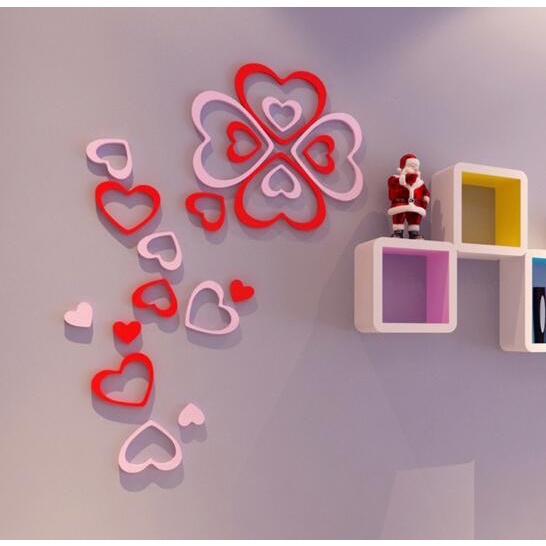 3D Wall Sticker Model HEART LOVE bahan kayu ringan Dekorasi Interior