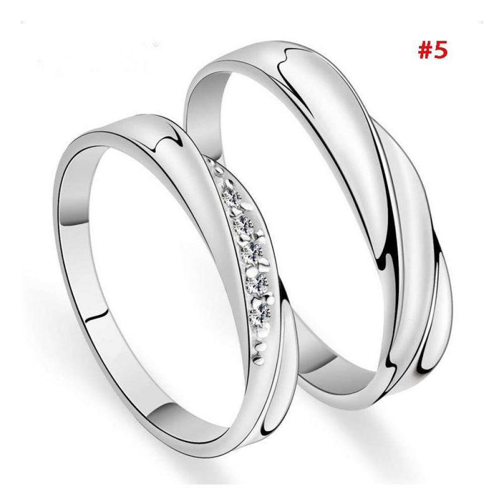 Timekey 1 Pasang Cincin Lapis Silver 925 Hias Zirconkristalberlian Untuk Pasanganpriawanita A3K2