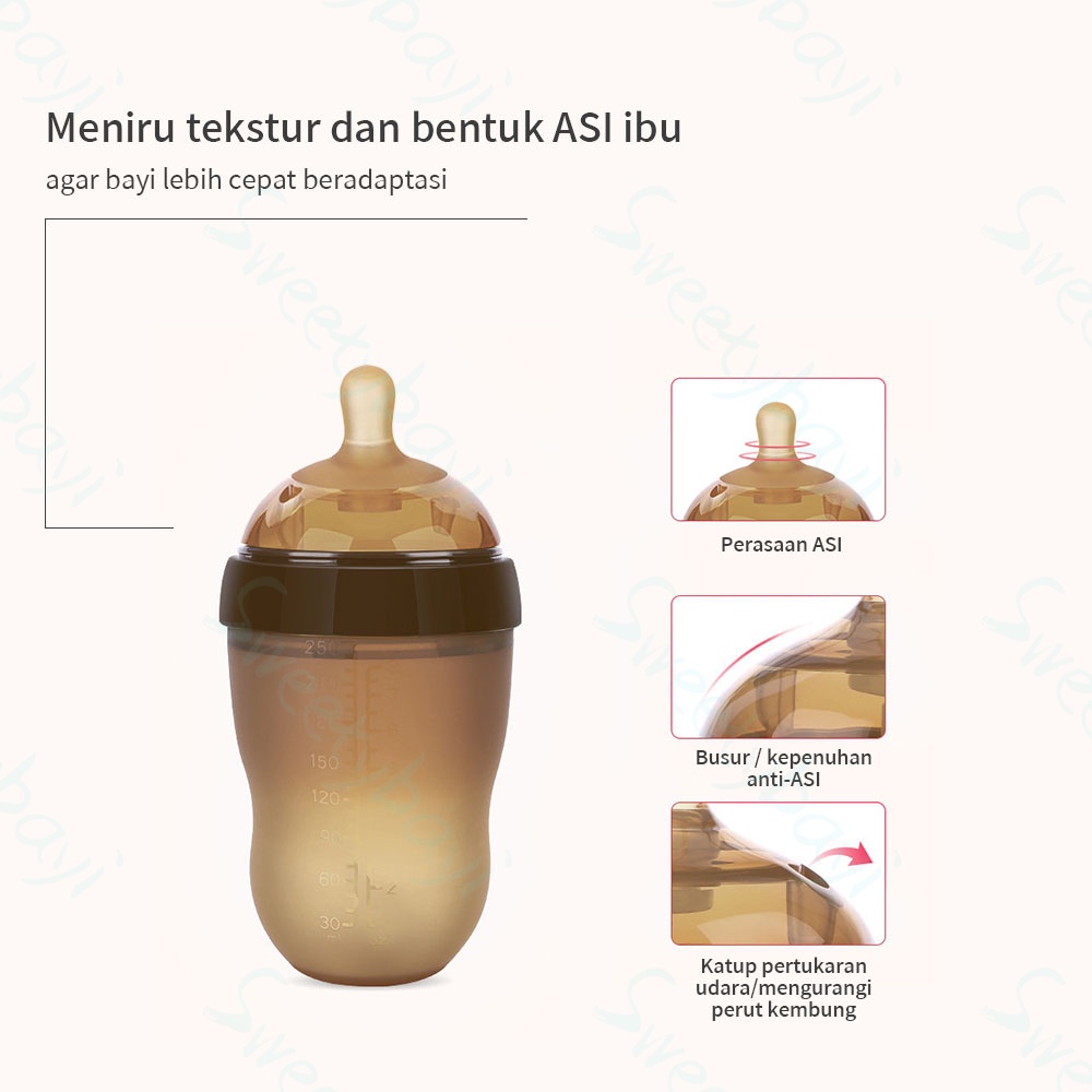 Piko Bello Botol susu Bayi Silikon Leher Lebar botol dengan sedotan