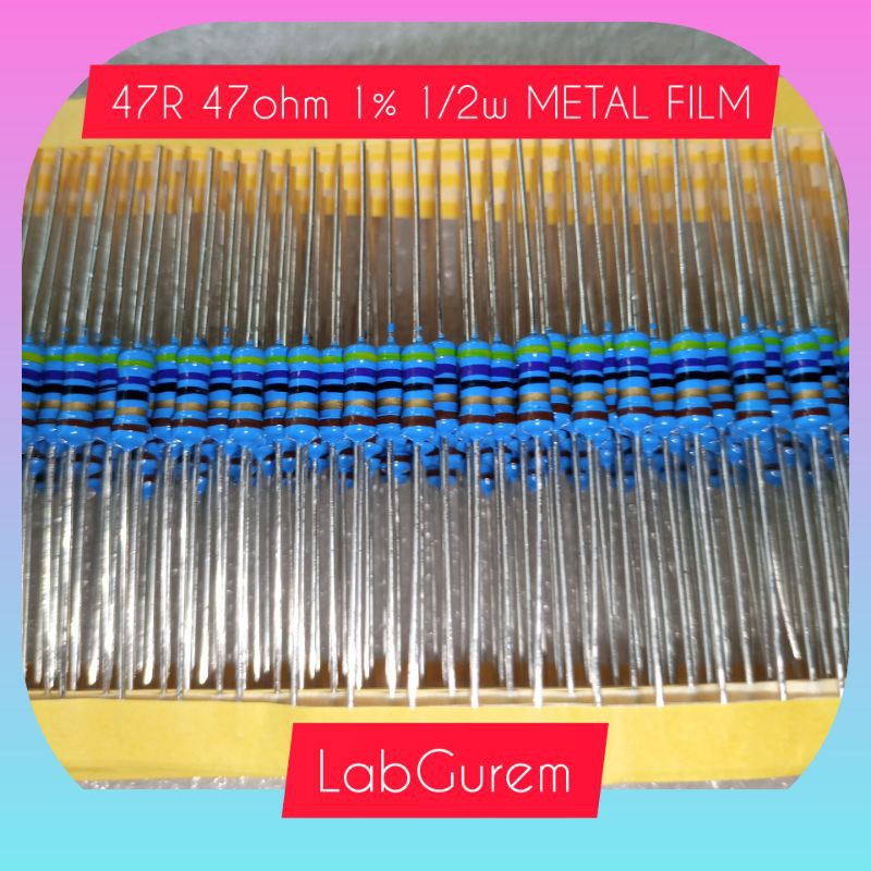 10 Resistor 1/2W 47 ohm  47R Taiwan metal film 1% kaki tembaga