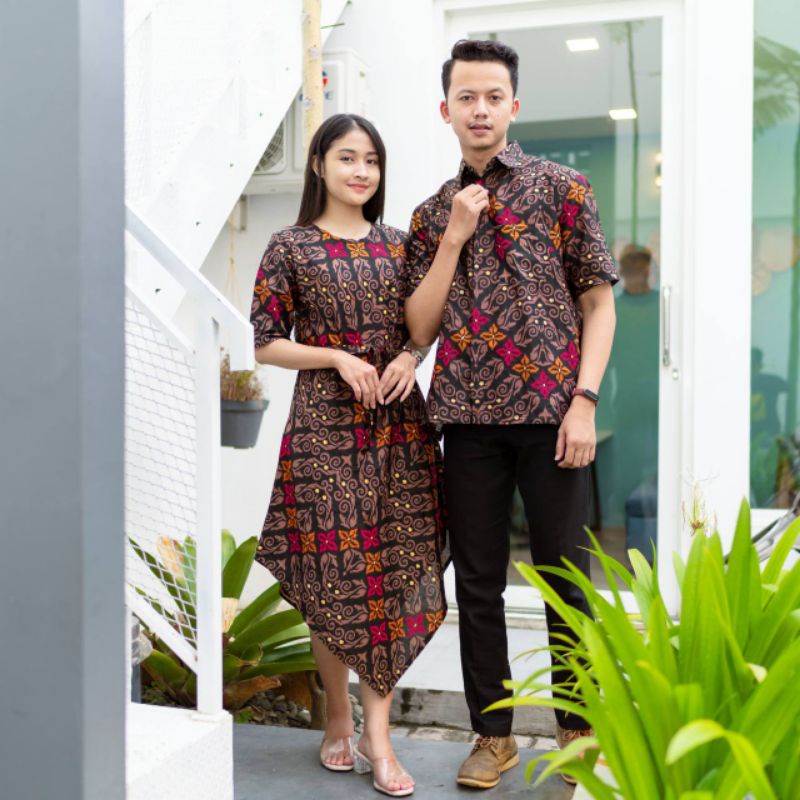 COUPLE DRESS LANCIP MODERN BATIK KANTOR BATIK KONDANGAN QUEENBUTIK