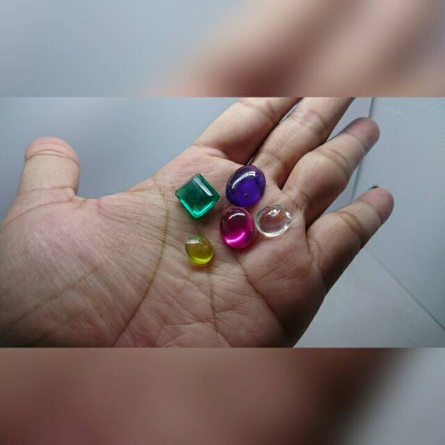 Batu Permata Kristal Asli Borongan Zamrud Kecubung Dll