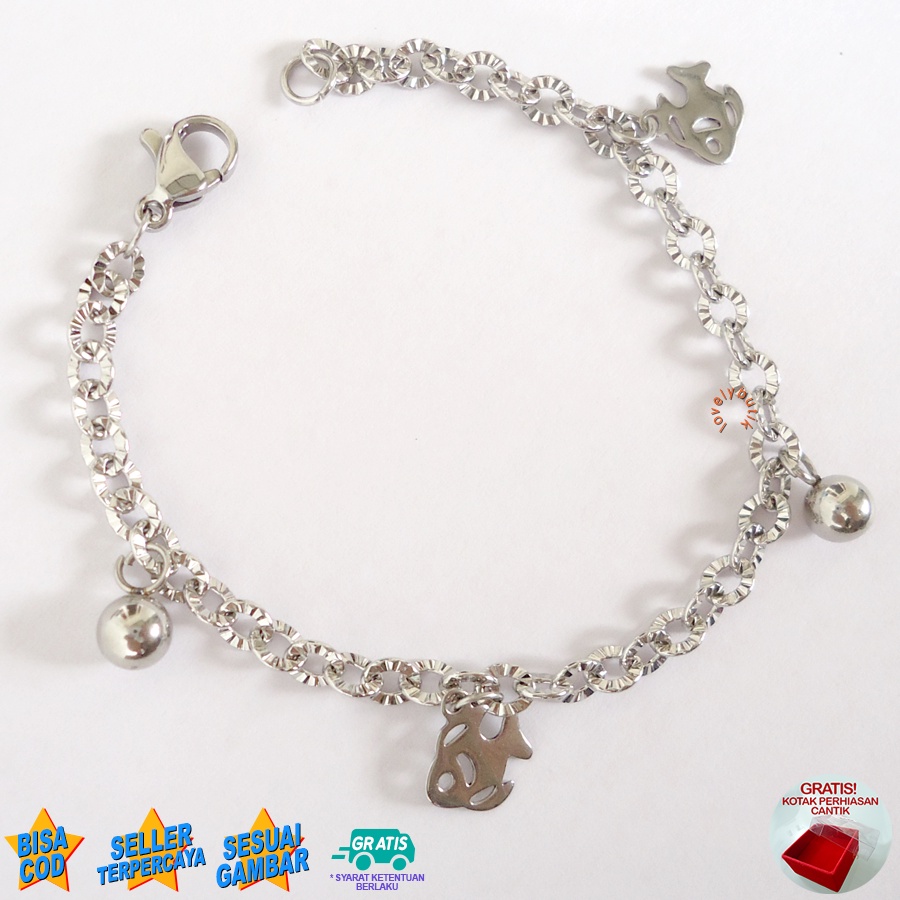 Lovelybutik Gelang Anak Titanium Gelang Tangan Anak Perempuan N3mo Anak Bonus Kotak Perhiasan