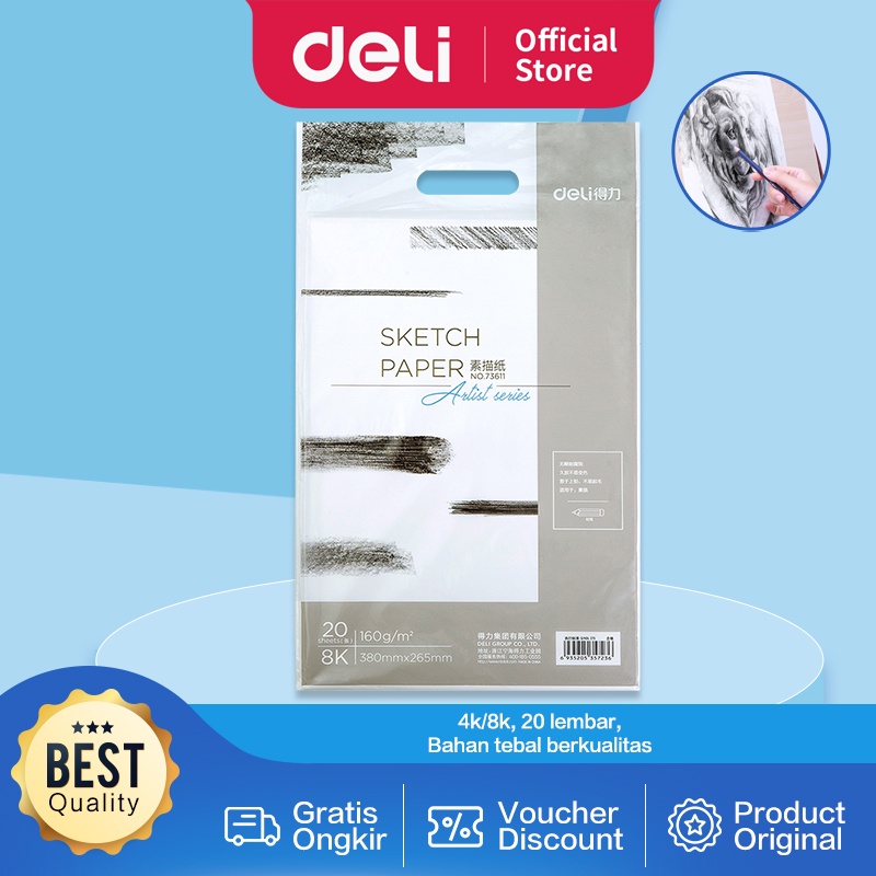 

Deli Kertas Gambar Canvas 4K/8K, 20 Halaman, Tebal Alami 73611 73612