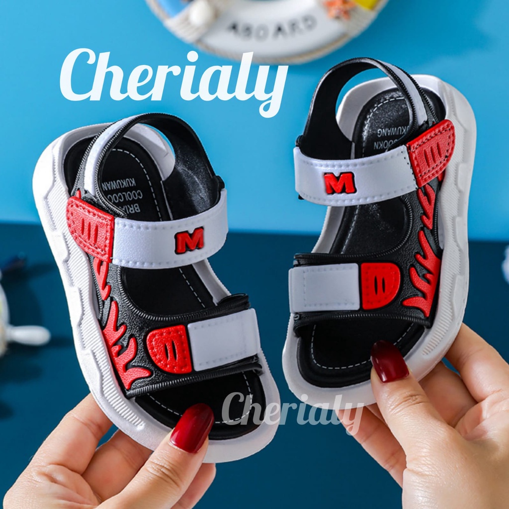 SALE Sandal Gunung Anak Import Jelly Empuk Elastis Motif Api Bahan Anti Slip Tali Belakang