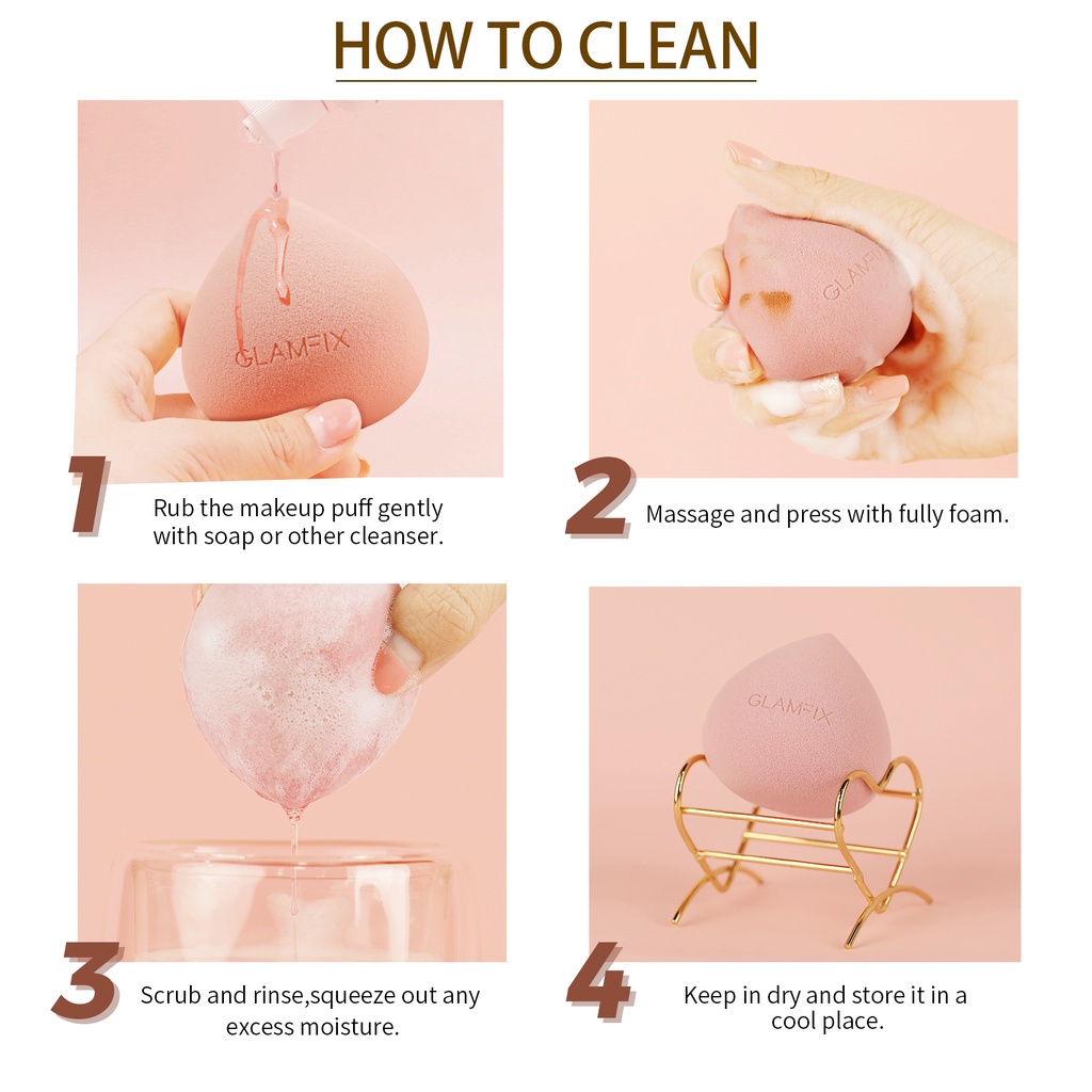 GLAMFIX Blossom Beauty Sponge Peachy _ Beauty Blender Spons Foundation | GLAM FIX Alat Kecantikan Makeup by YOU