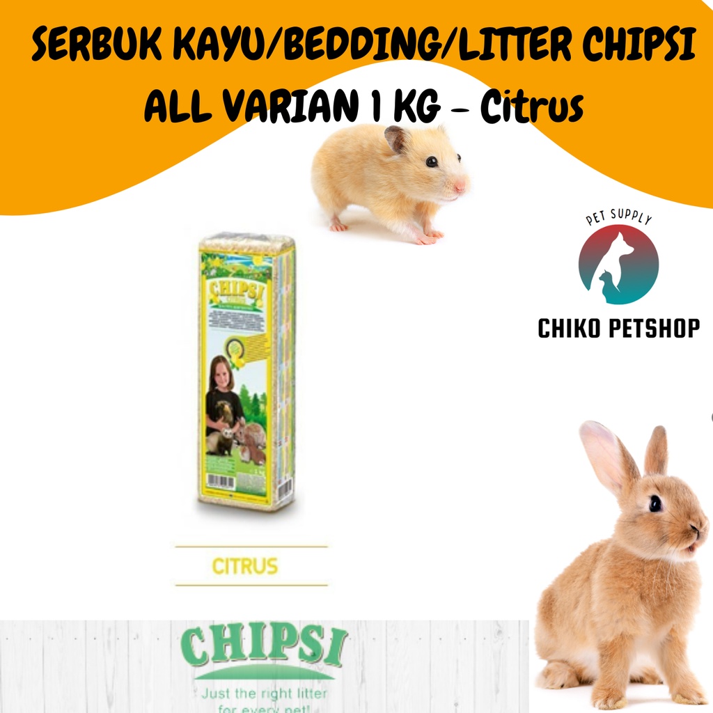 SERBUK KAYU/BEDDING/LITTER CHIPSI ALL VARIAN 1 KG  Untuk  Hamster Kelinci